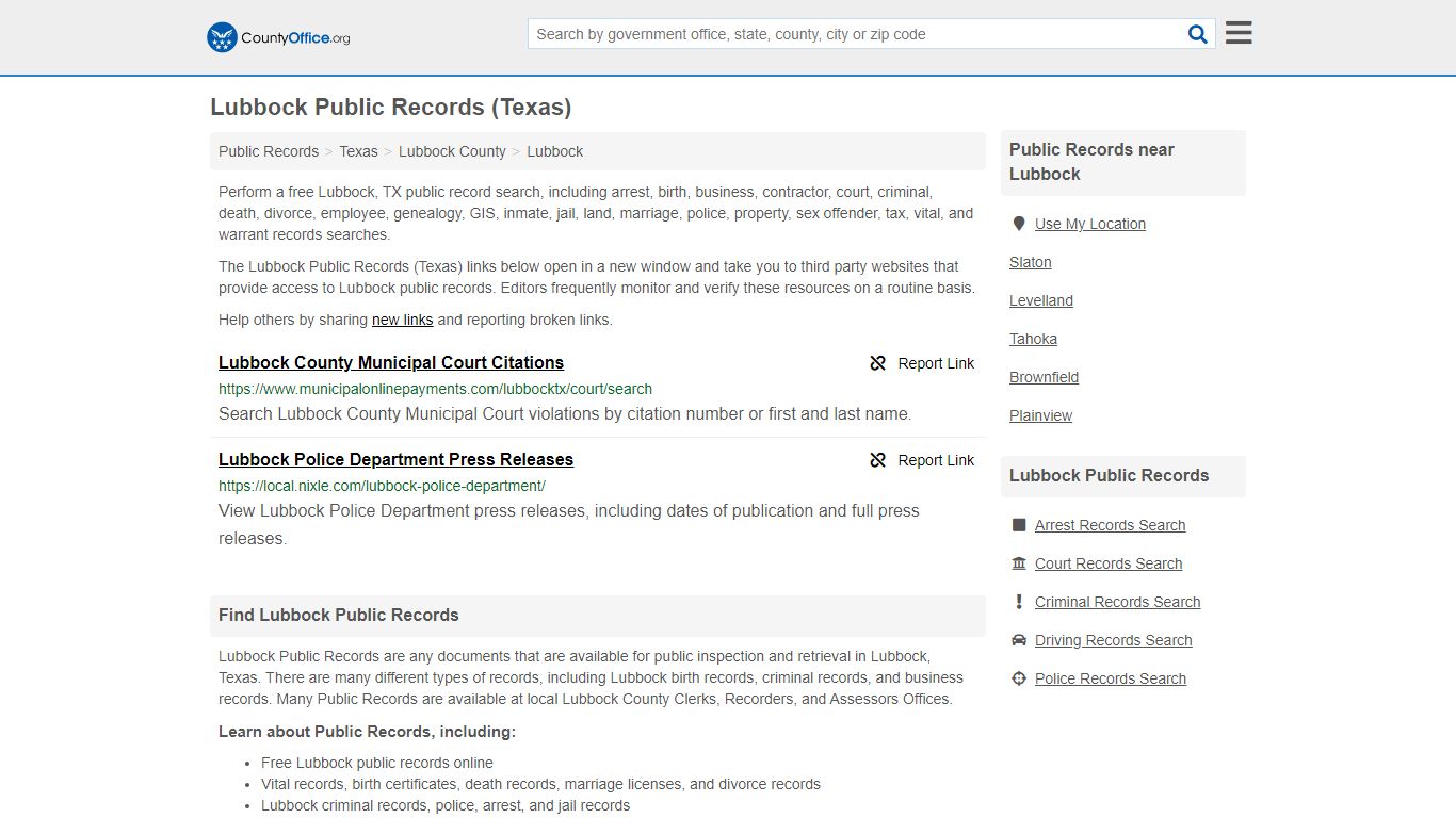 Public Records - Lubbock, TX (Business, Criminal, GIS ...